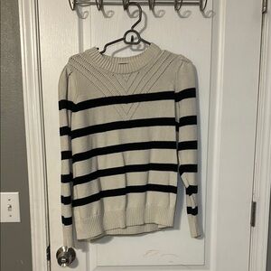 Lane Bryant Black and Cream Striped Sweater